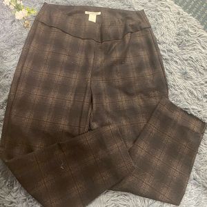 Plaid pants with stretchy waistband
